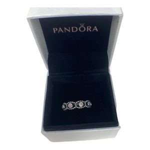 Pandora Sterling Silver Her Majesty Pink Cubic Zirconia Ring Size: 50 (5)